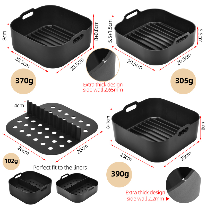 Reusable Square Silicone Air Fryer Liner 2