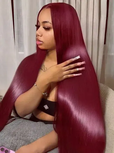 Burgundy Straight 13x4 Lace Front Wig 3