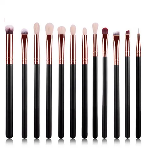 Schwarz-roségoldenes 12-teiliges Schminkpinsel-Set