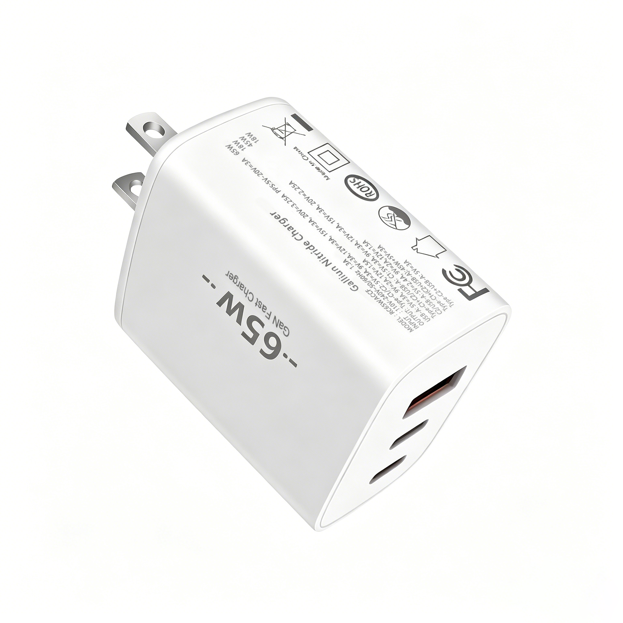 65W GaN Fast Charger With 3 Ports USB 2
