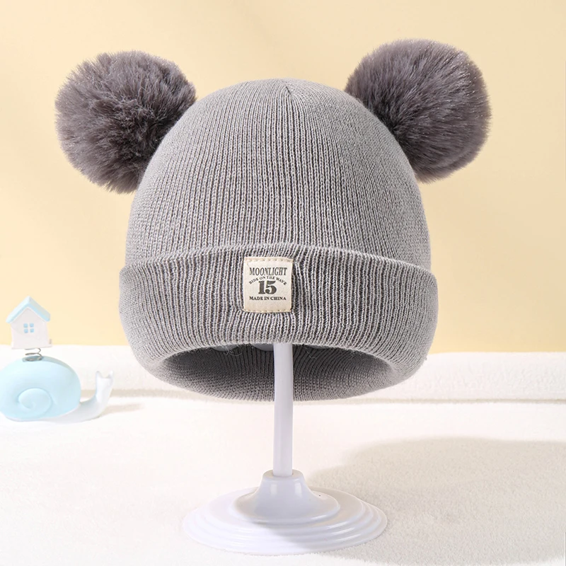 Herbst Winter Baby Warme Gestrickte Hüte Mit Pom 4
