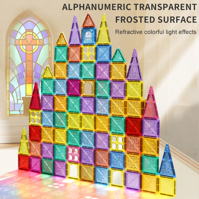 100pcs Rainbow Kids Building Blocks Magnet Tiles 120 2