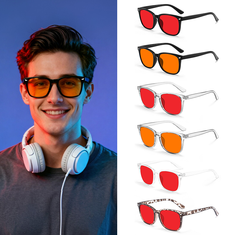 Premium Sleep Lens Red Frame Glasses Fashion Rivet 2
