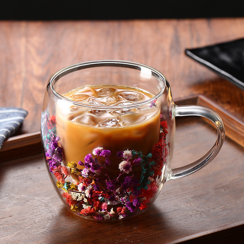 Elegant Glass Cup with Dried Flower Decor 3