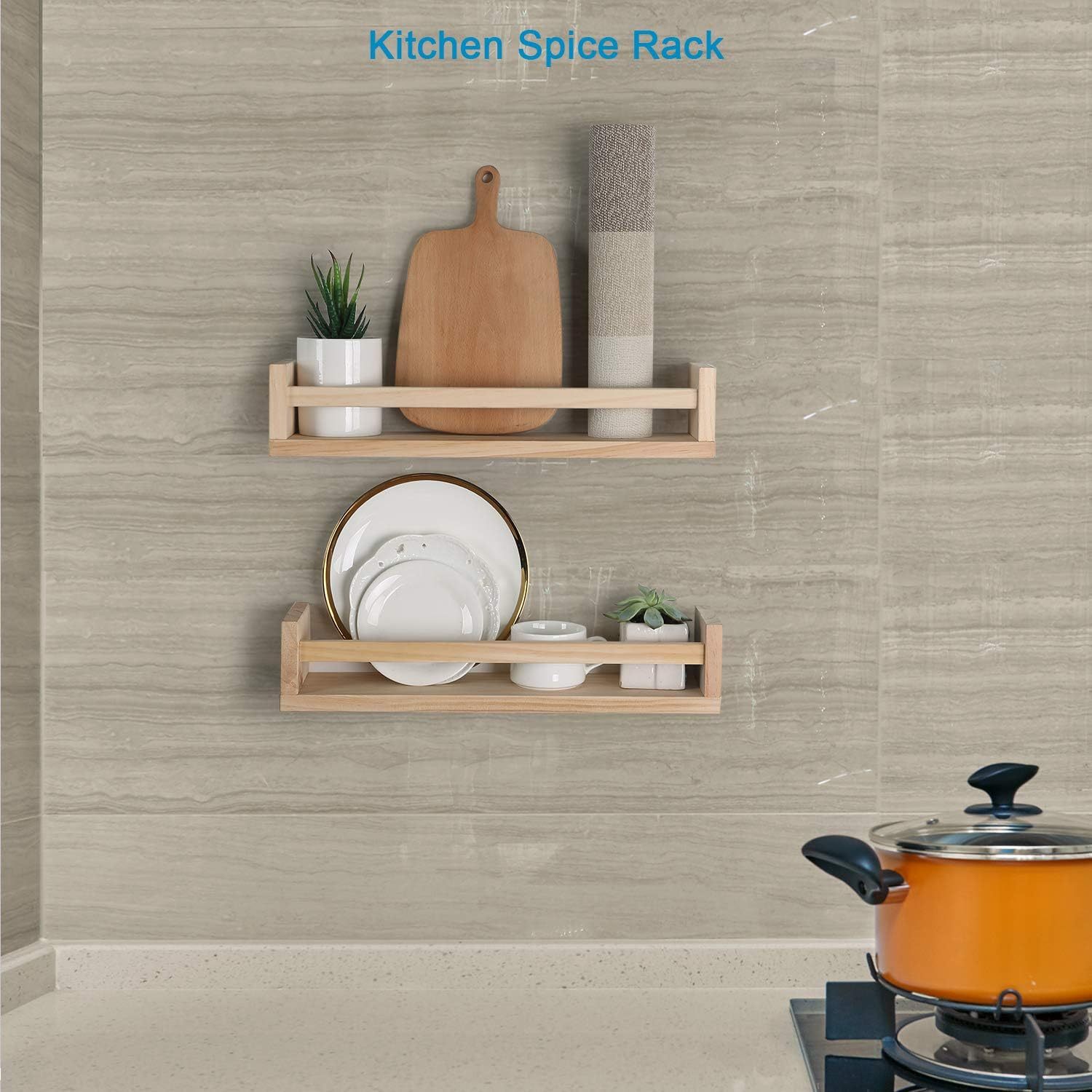 Floating Wall Magazine Rack in Wood 4