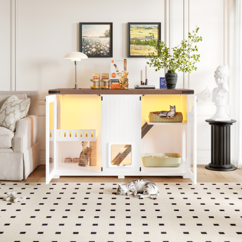 GO Cat Litter Box Enclosure With Light Hidden 2