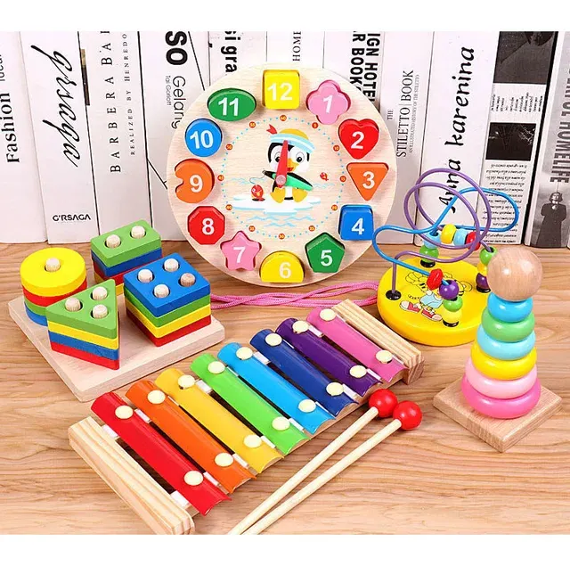 Montessori Wooden Rainbow Building Blocks for Kids 2
