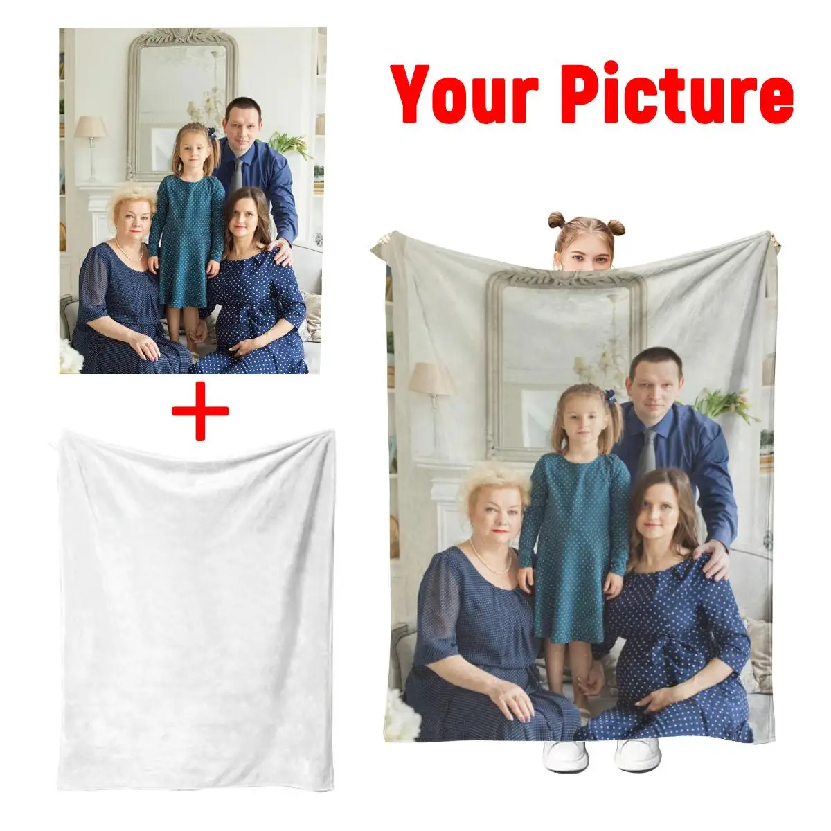1 Stück Personalisierte Fotodecke Flanelldecke mit Foto Bilddecke 2