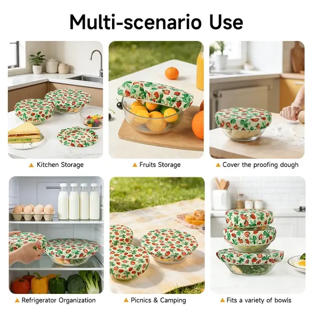 Reusable Beeswax Food Covers Elastic Bowl Fabric Dish 3