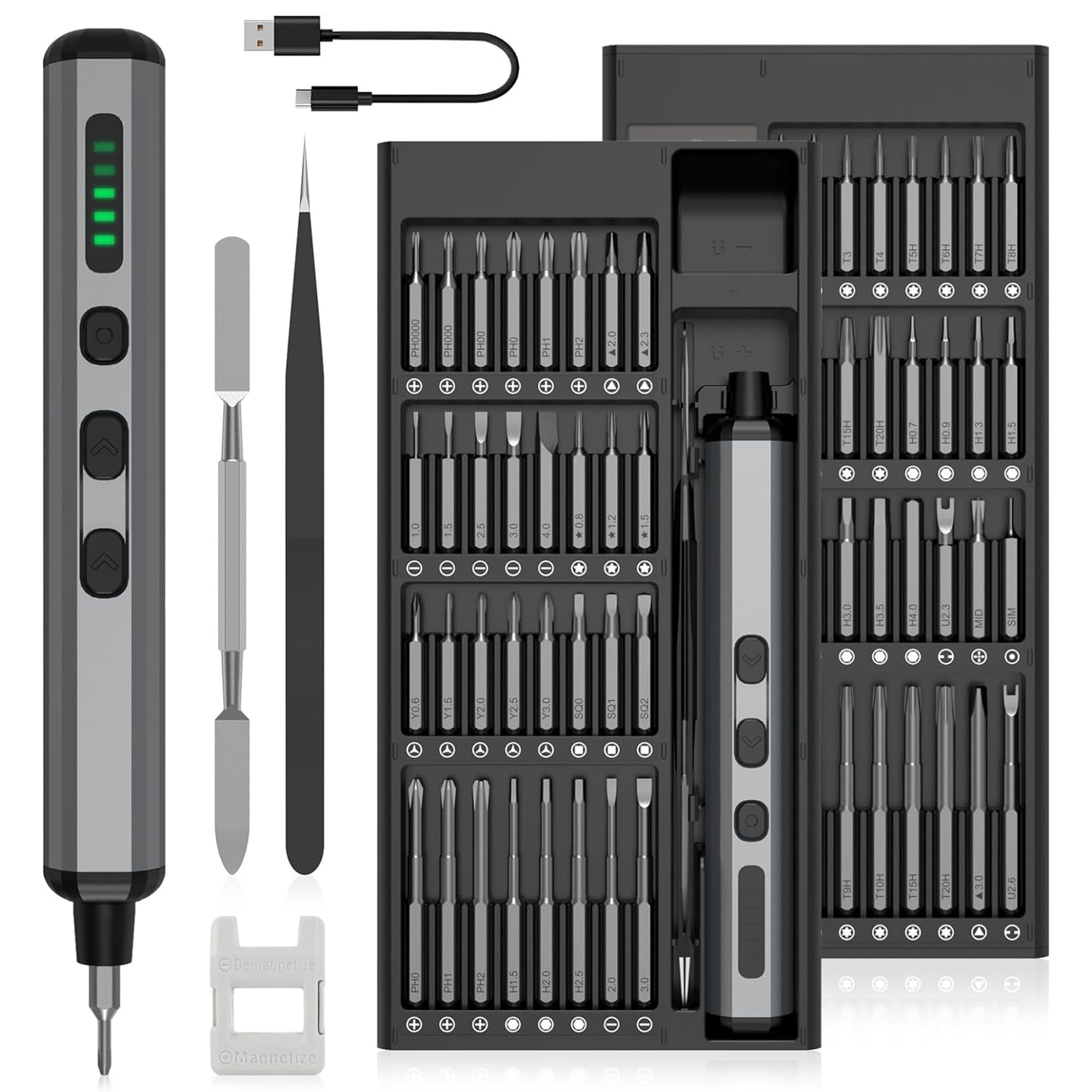 68-in-1 Electric Screwdriver 64 Magnetic Multi-Bits Power for
