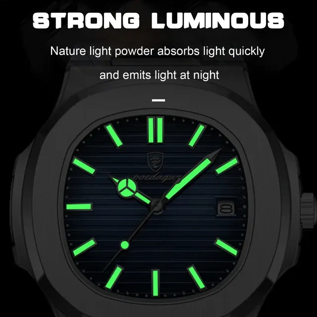 PAAZOMU Herren Luxusmarken-Uhr Wasserdicht Leuchtend Datum Woche Quarz-Armbanduhr 4
