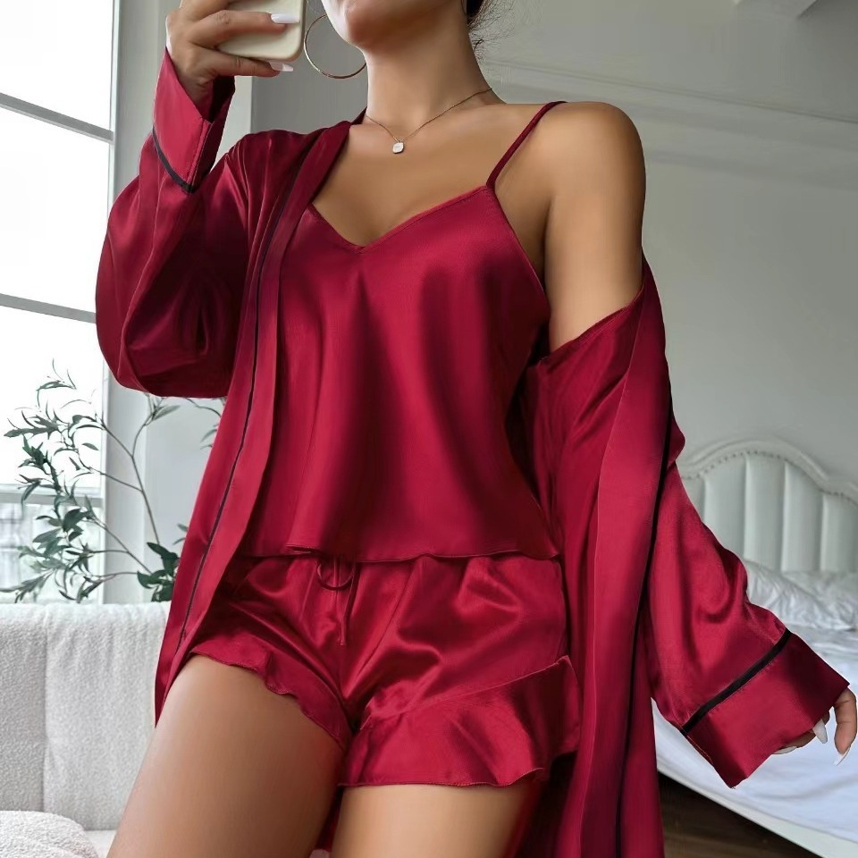 Women's Satin Pajama Set with Shorts 3