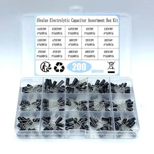 1000-Piece Aluminum Electrolytic Capacitor Assortment Kit 3