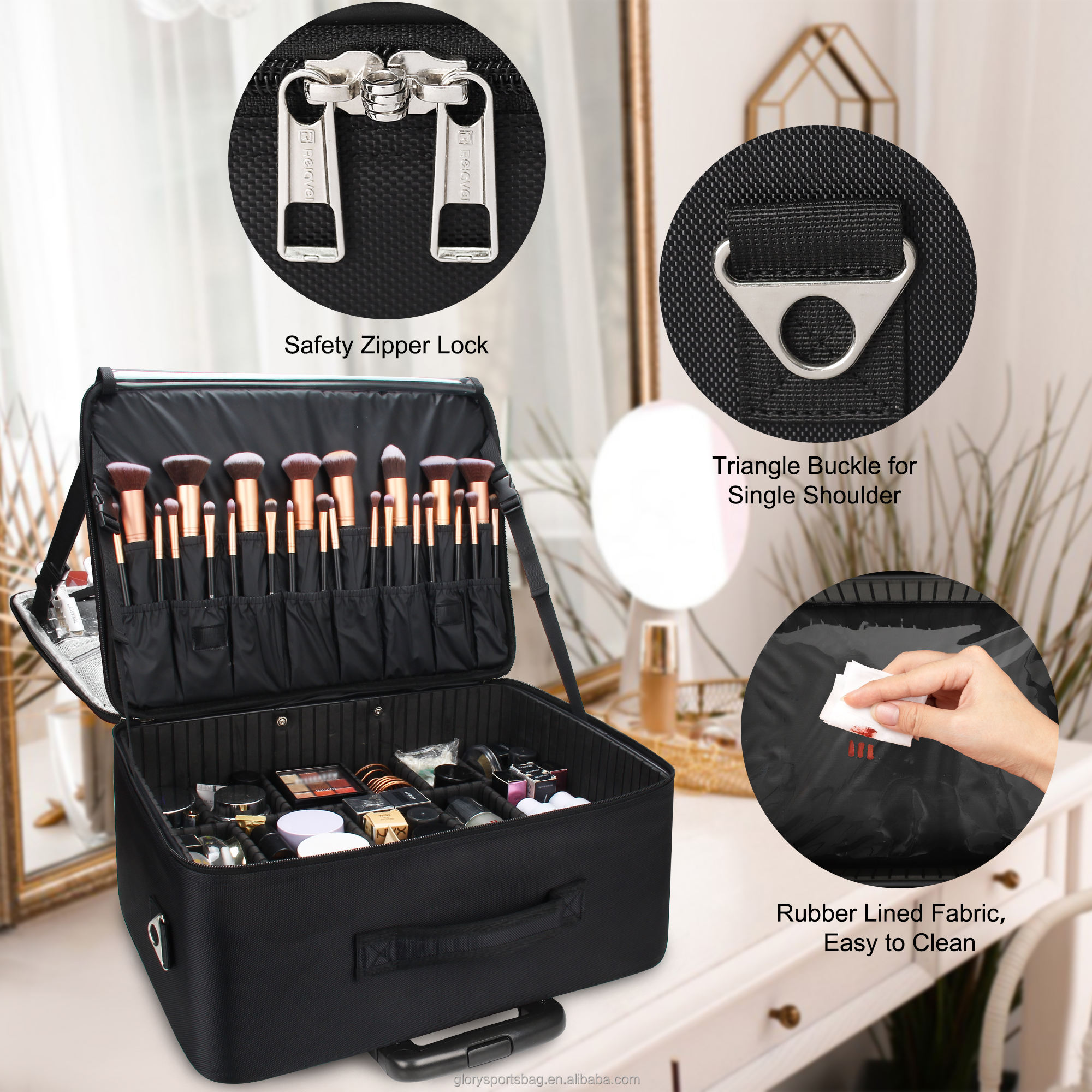 3-Layer Nylon Rolling Makeup Case 3
