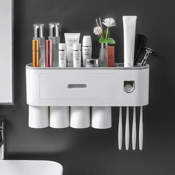 Wasserdichter Zahnbürstenhalter mit 2 Spendern 4