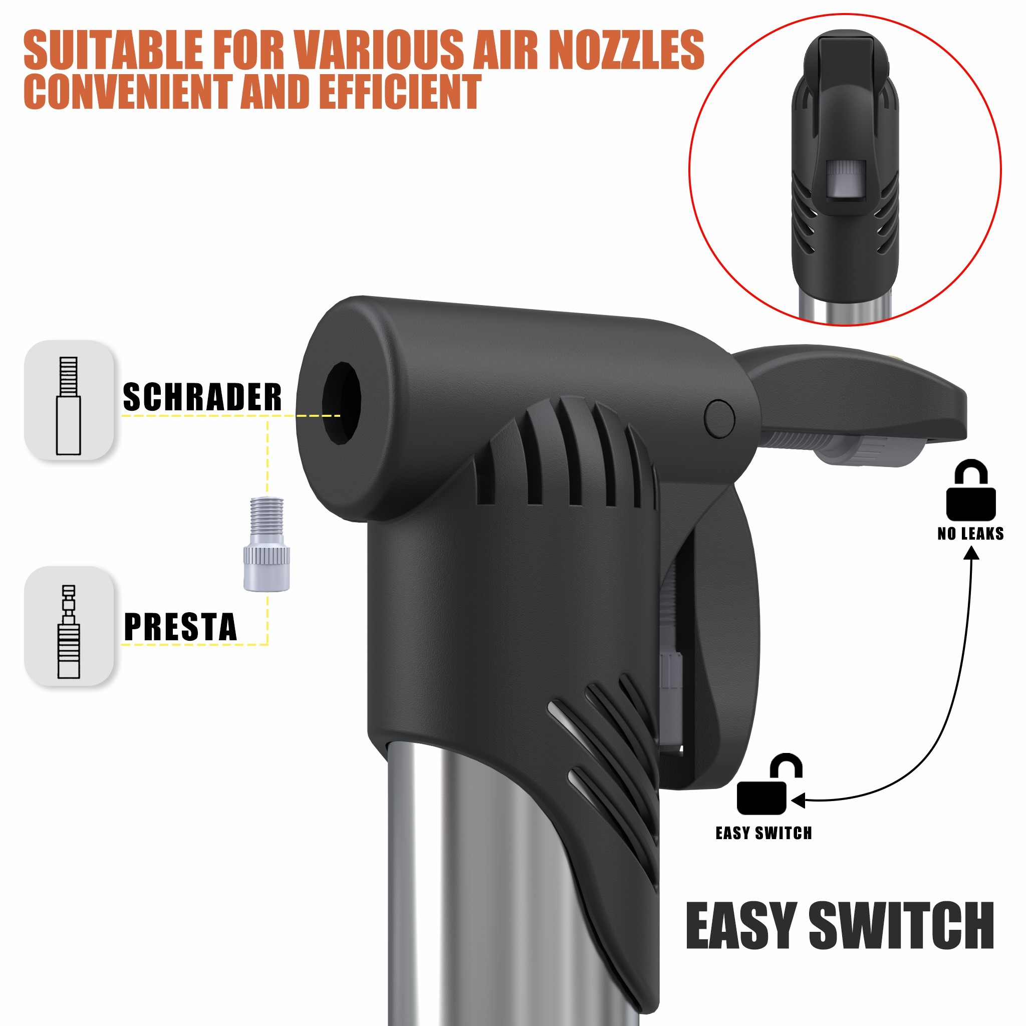 BAIMEI Portable Mini Manual Tire Inflator for Bicycles 3