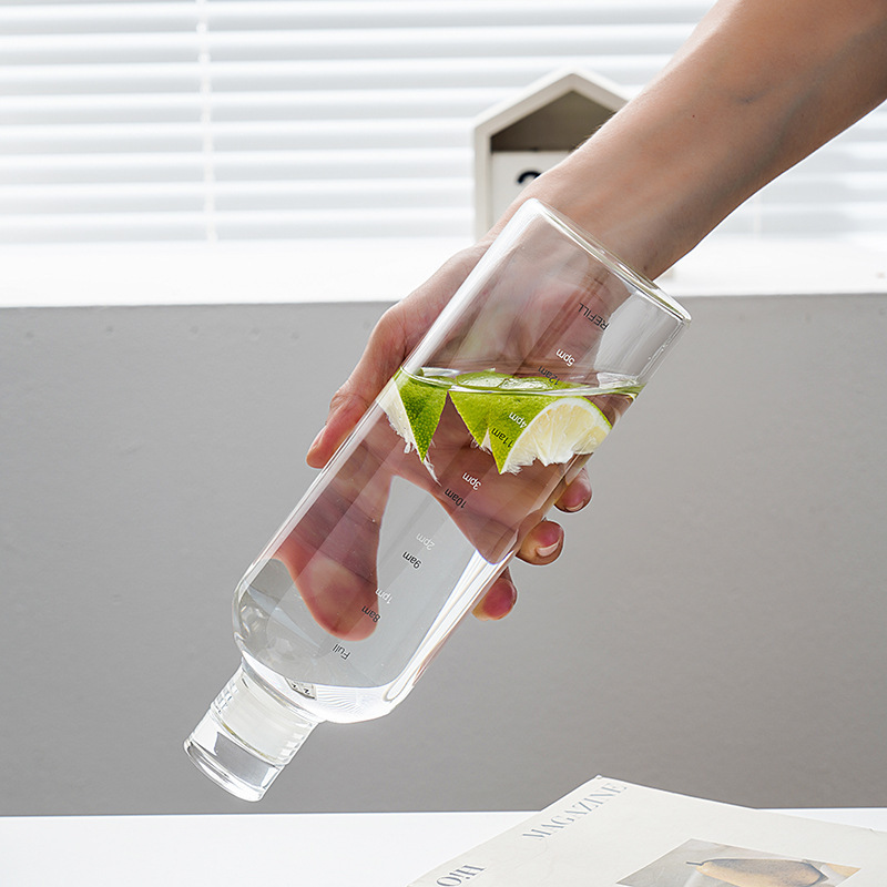 Luxury Glass Water Bottle with Time Scale 4