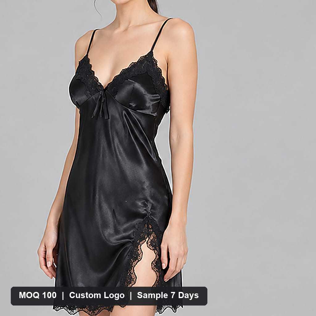 Satin Nightdress with Lace Trim 3