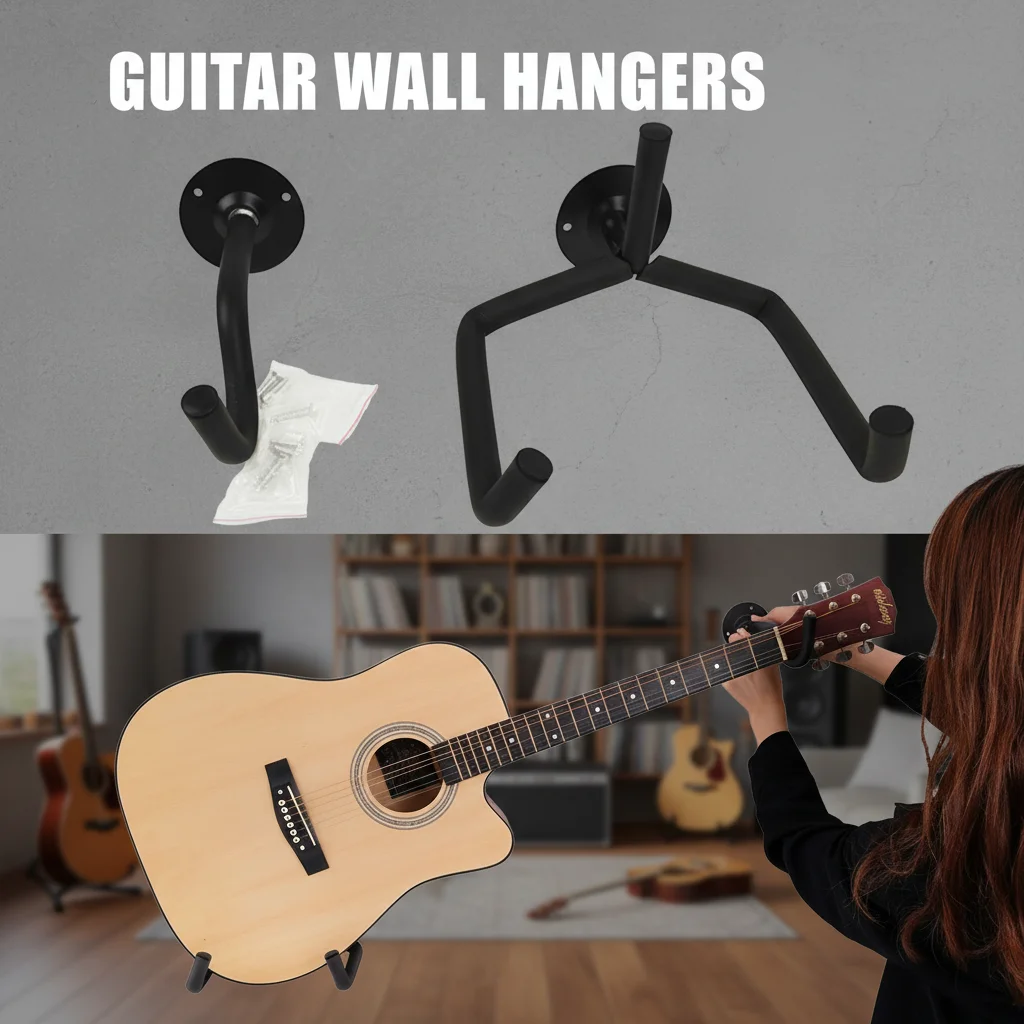 Horizontaler Schwarzer Metall-Gitarren-Wandhalter für Akustikgitarren Bass Violinen Mandolinen
