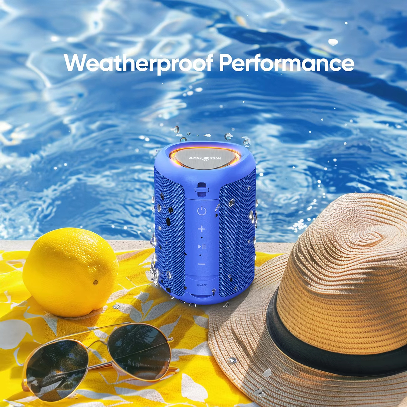 Blue Pocket-sized Light Portable for Bluetooth Speaker With 3