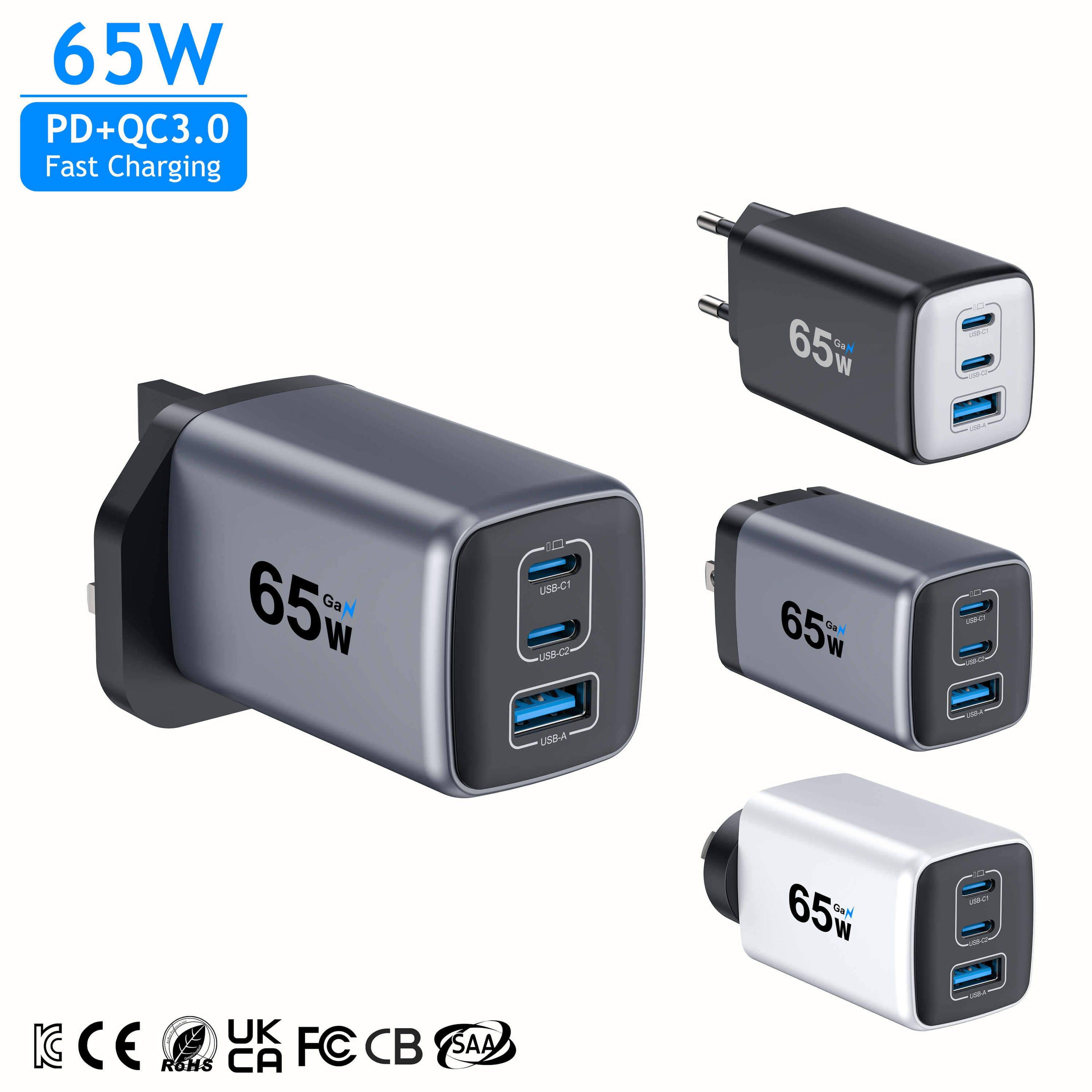 65-W-GaN-Schnellladegerät USB-C Mini-Netzteil 2