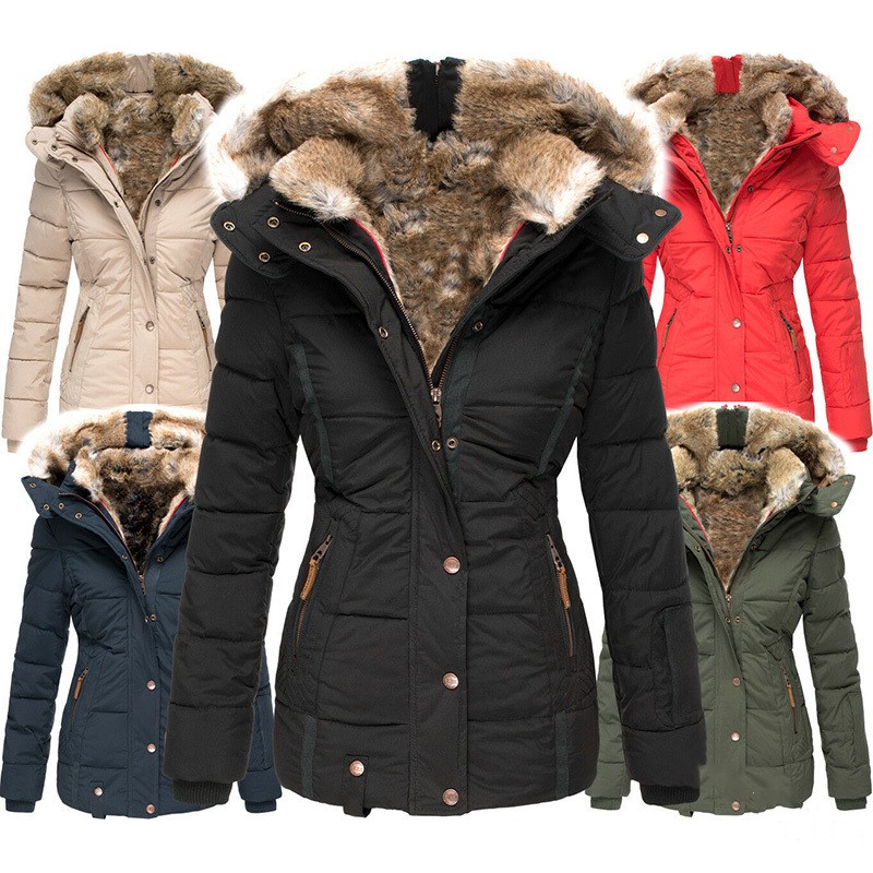 Cotton Coat Slim Fit Fur Collar 2