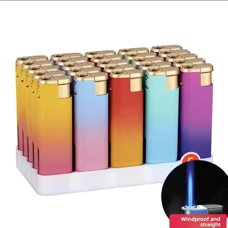 Design Metal Gas Lighter Blue Flame Windproof Feuerzeug 3