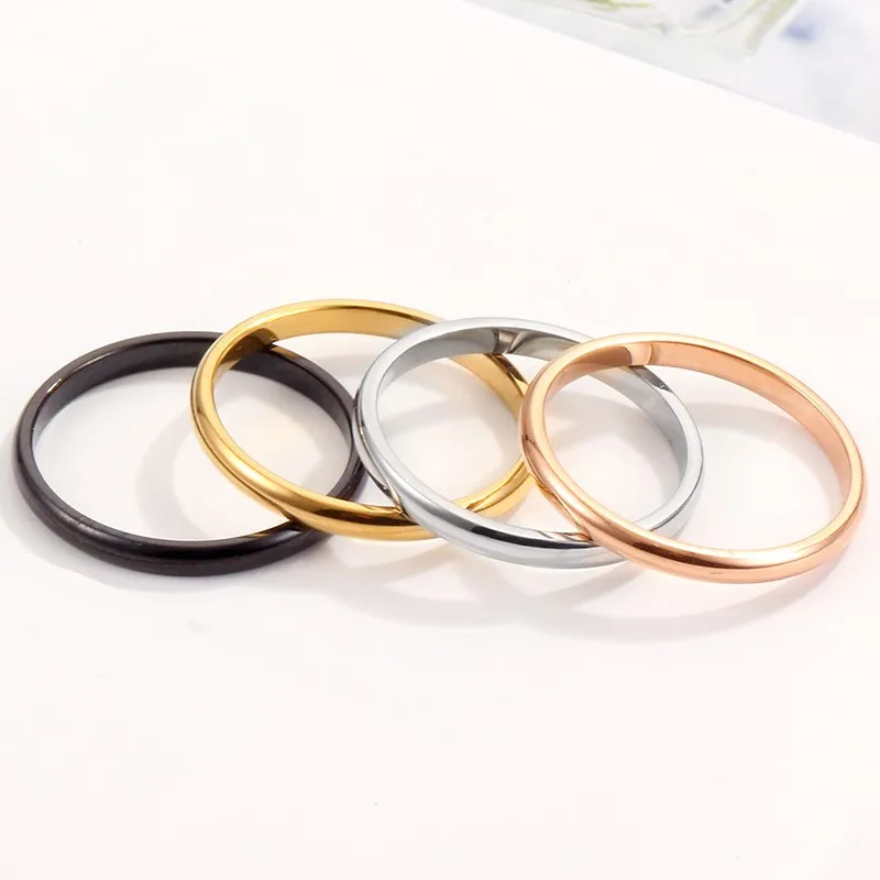 2 mm Dünner Stapelbarer Ring aus Edelstahl Schlichtes 4