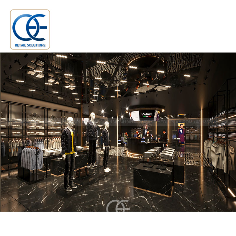 Lighting-Driven Layouts Clothes Rack Covered Stand High-end Shop 3