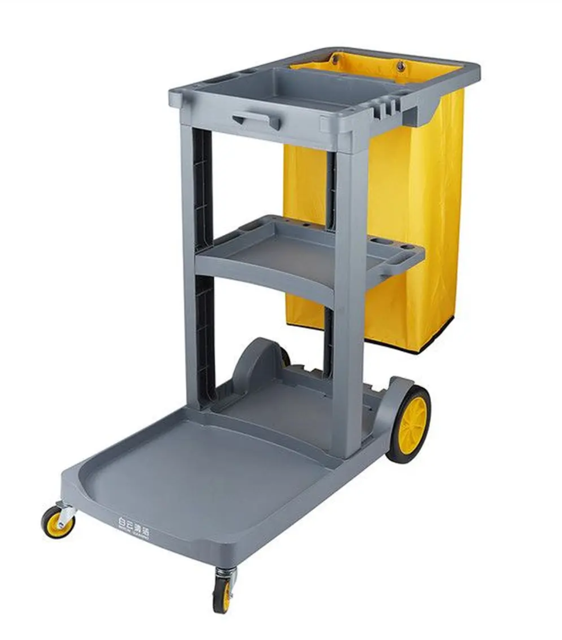 Gray Blue Plastic Cleaning Cart, 4 Wheels 4