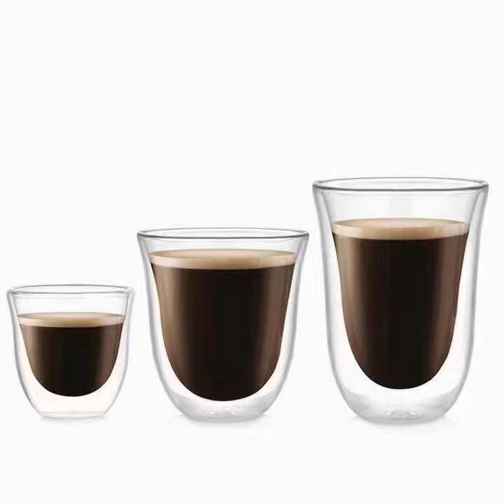 Double-Wall Dishwasher-Safe Glass Coffee Cup 240ml