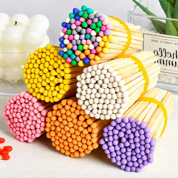 Colorful Wooden Safety Eco-Friendly Candle Matches Luxury Rainbow