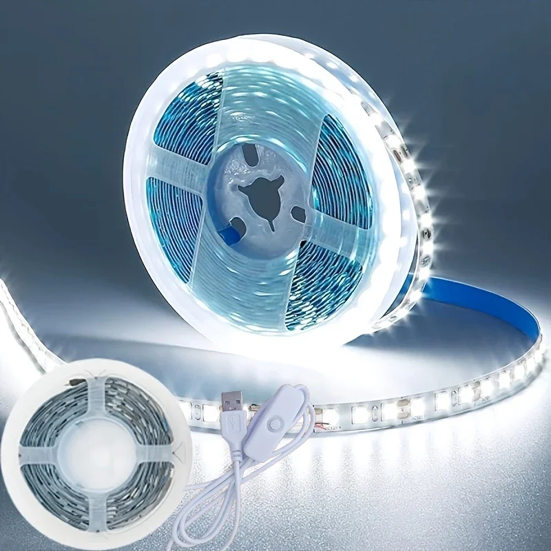 5 V USB-LED-Lichtleiste Knopfschalter Flexibles Band SMD3528 Klebeband
