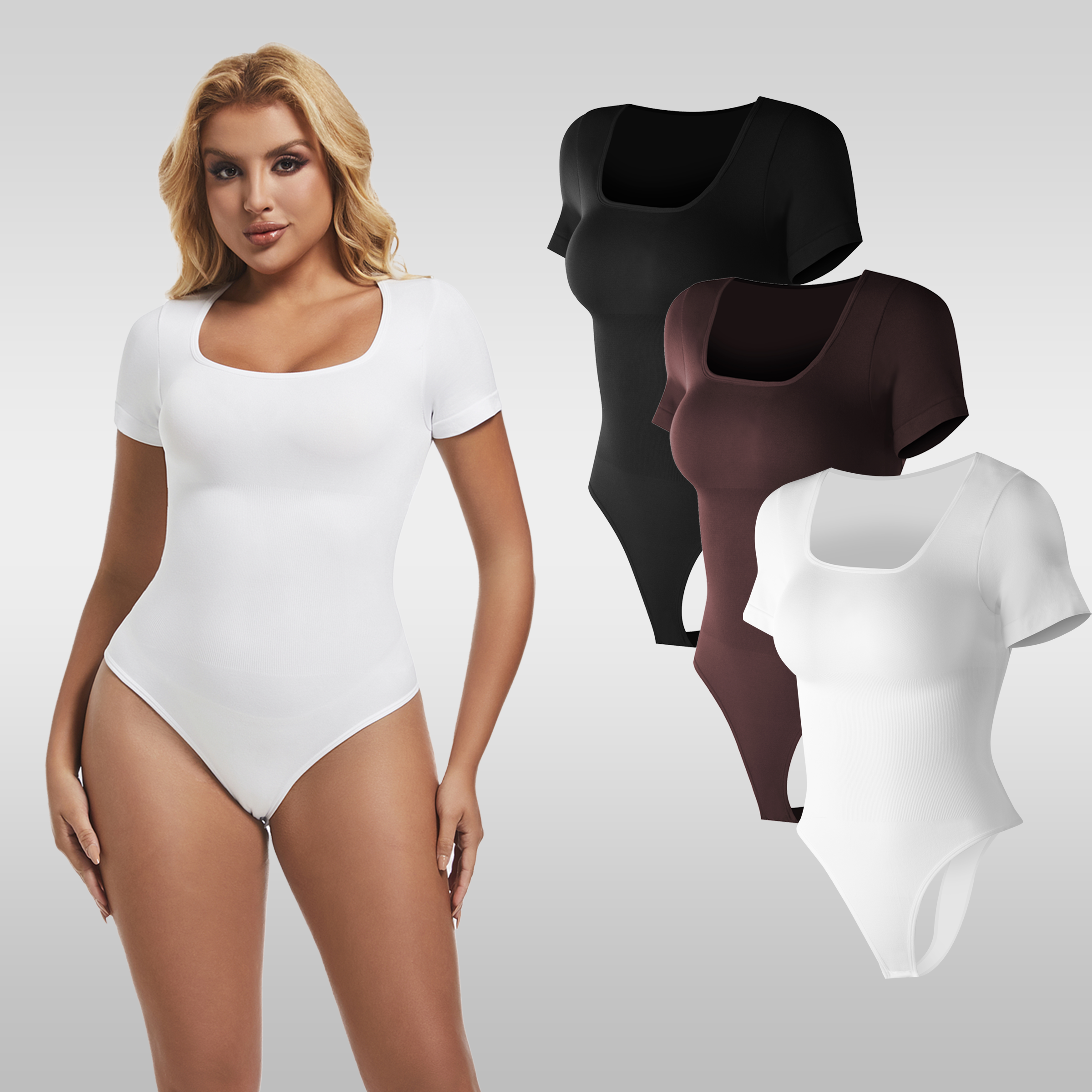 Ladies Bodysuit Short Sleeves Shapewear Body Shapers Control
