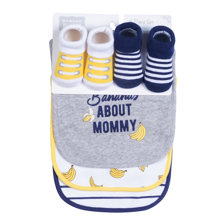 5-Piece Cotton Baby Bib Socks Set 2