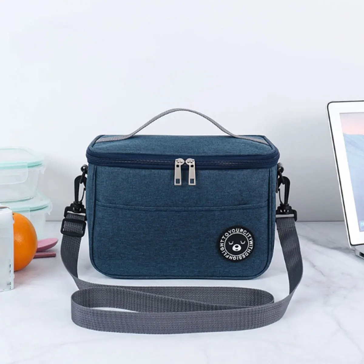 Thermo-Tasche Bento-Tasche Aluminiumfolie Verdickte Lunchbox mit Schultergurt für 4