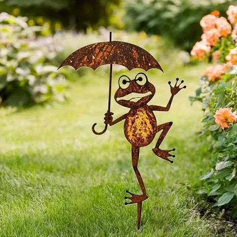 Metal Frog Garden Stake