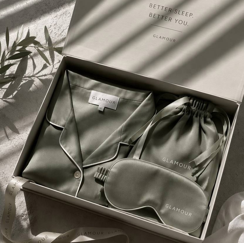 Satin-Schlafset mit Schlafmaske und Bambusfaser