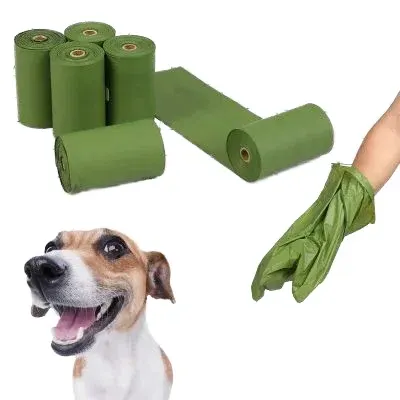 Grüne auslaufsichere Hundekotbeutel