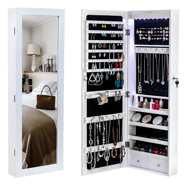 Non Full Mirror Wooden Wall Mounted 4-layer Shelf