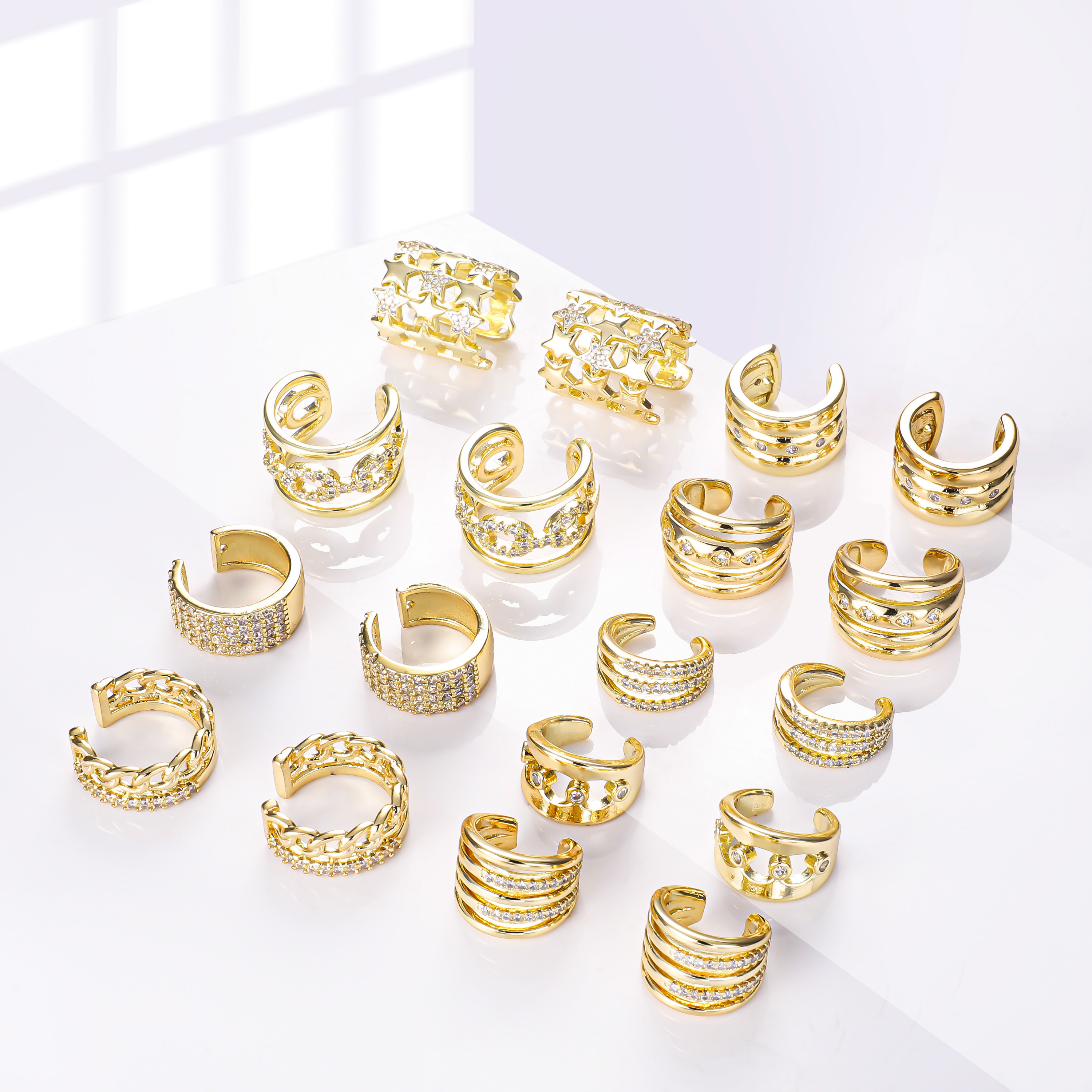 14K Gold Plated Zirconia Non-Piercing Ear Clips