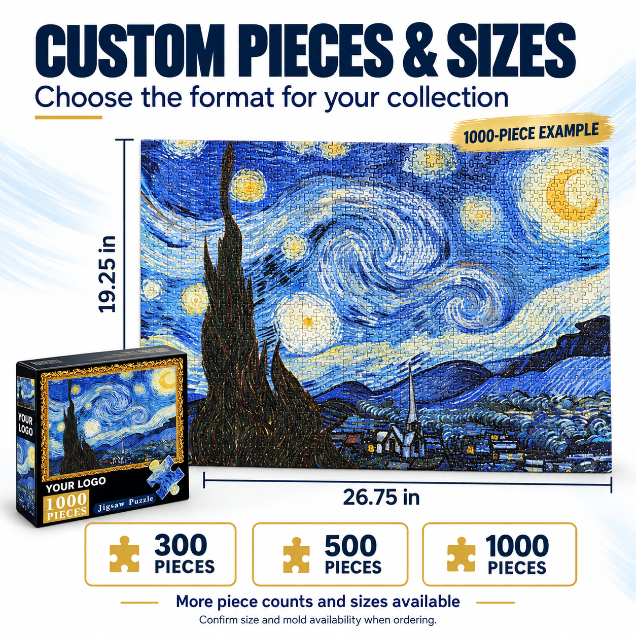 Starry Night Die-Cut Cardboard Puzzle 1000 Pieces 3