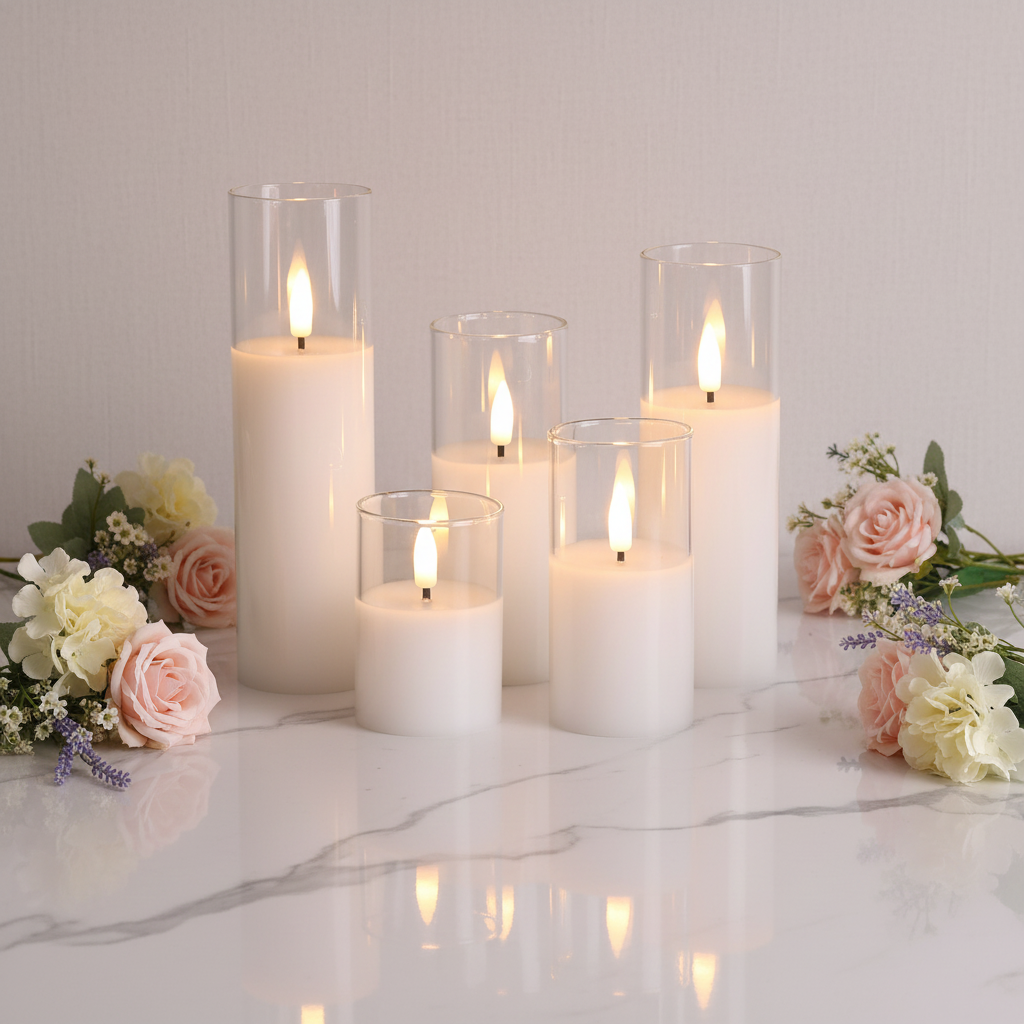 Flameless Flickering With 3D Battery Power Glass LED