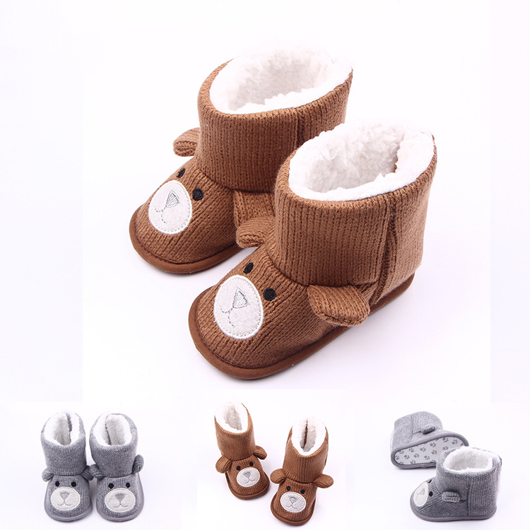 Autumn Winter Bear Knitting Plus Baby Shoes Toddler