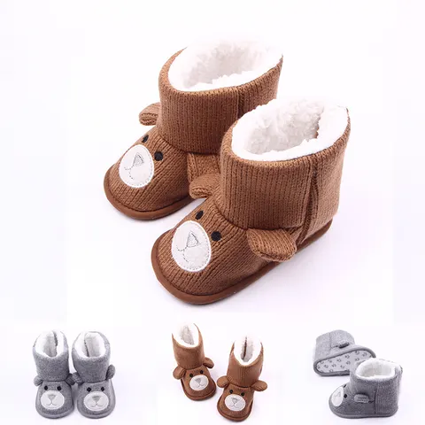 Autumn Winter Bear Knitting Plus Baby Shoes Toddler