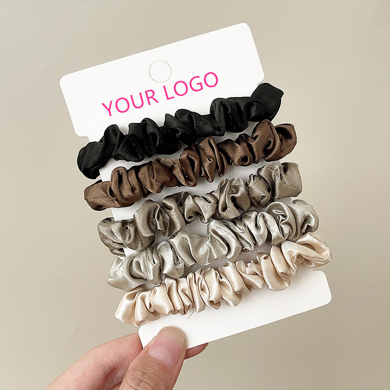 Solid Color Hair Scrunchies Elastic Bands Set 5pcs
