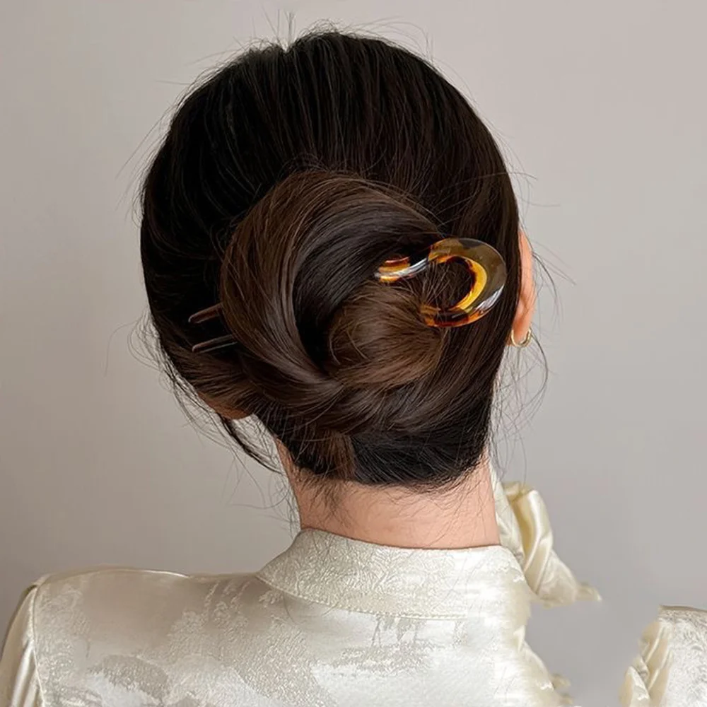 U-Shaped Tortoiseshell Acetate Hairpin 3