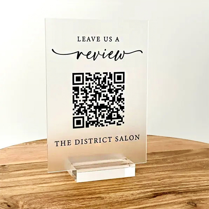 Acryl-Schild mit QR-Code Aufsteller für Geschäfte