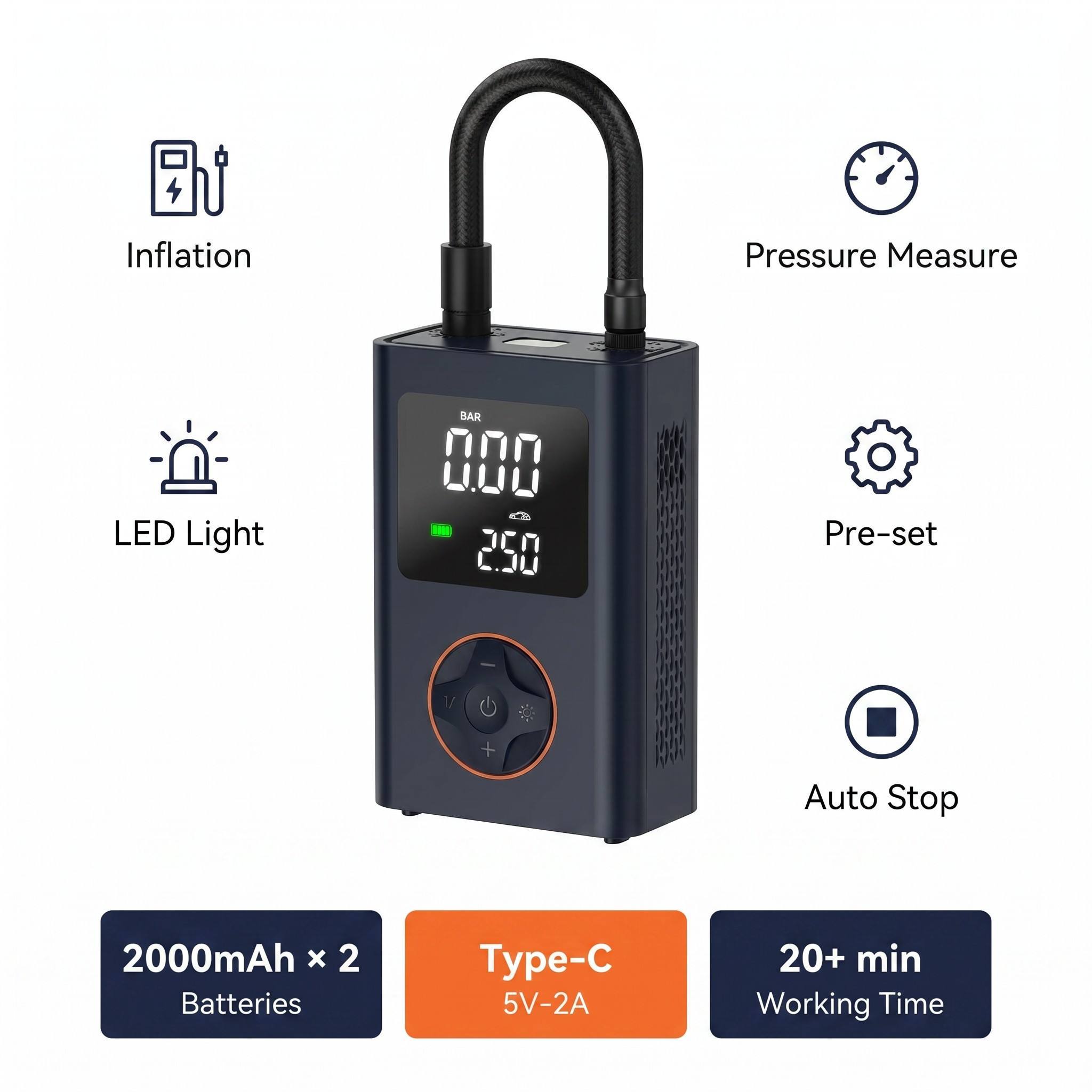Private Label Digital Tire Inflator For Department Stores