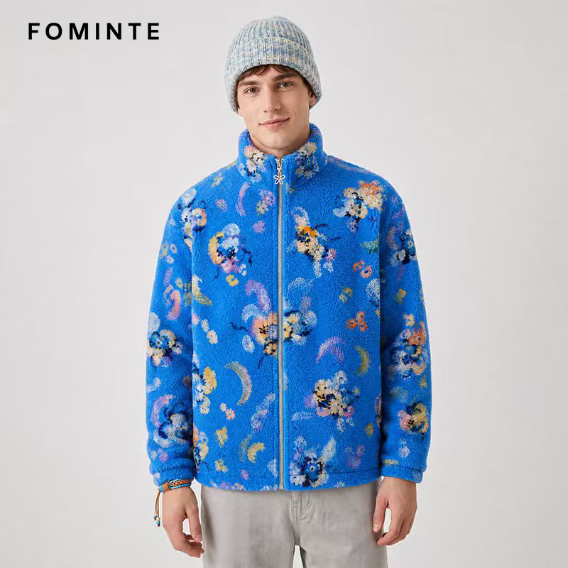 Blue Sherpa Fleece Jacket Unisex Winter 3